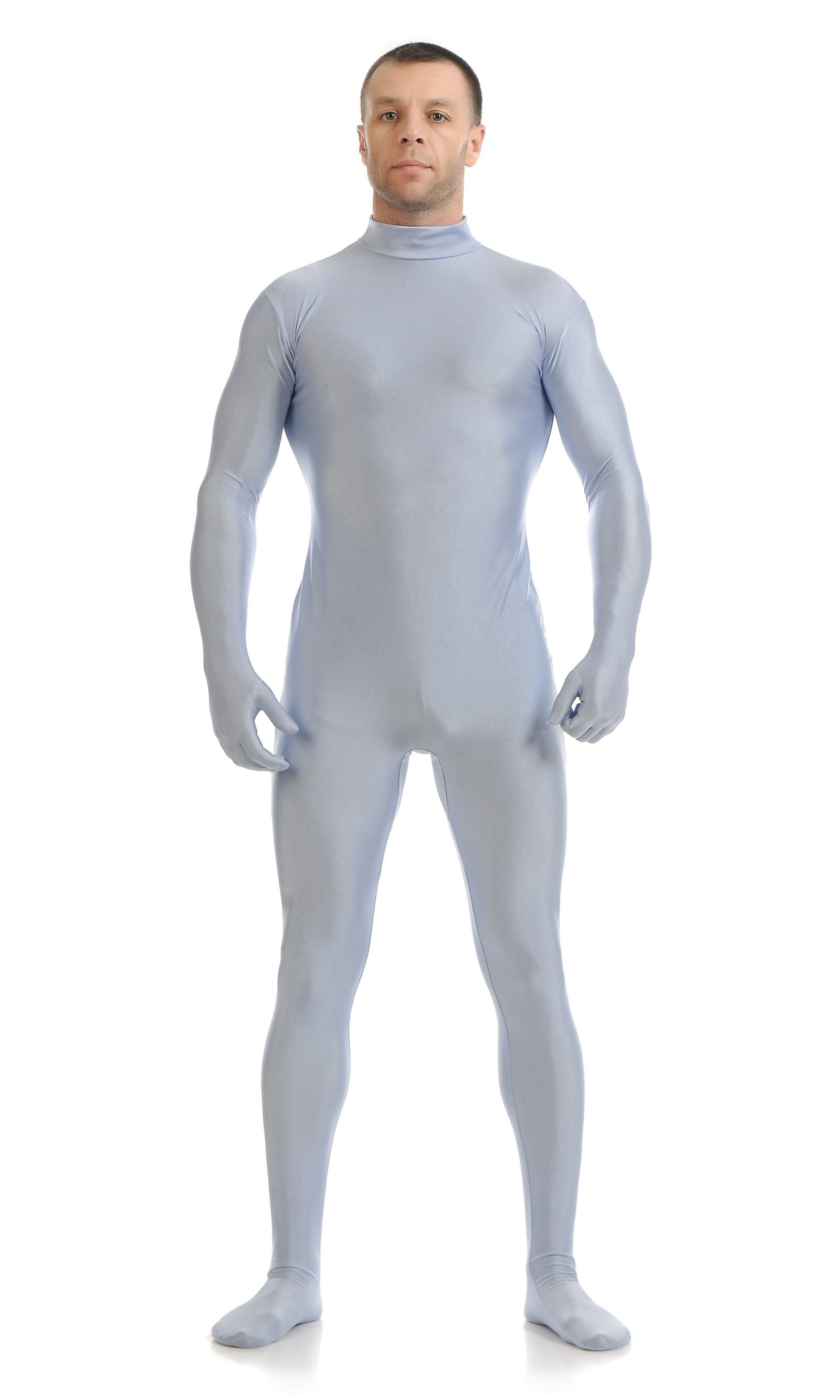 Lycra Spandex Skinsuits til Mænd Second Skin Kostume Sølv