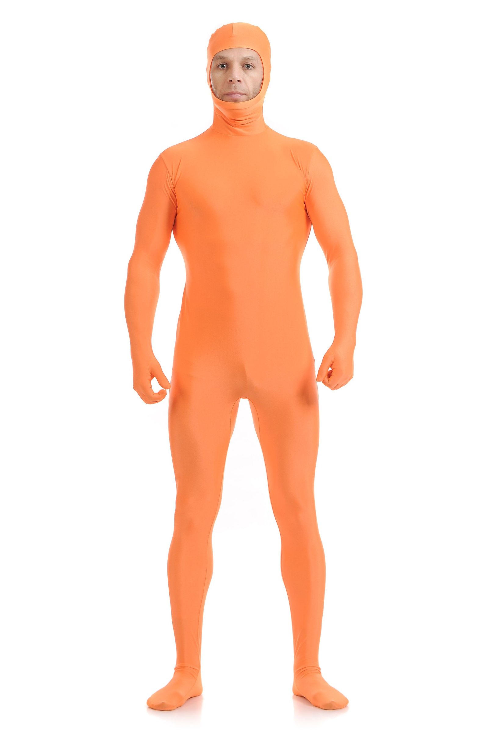 Skinsuits Mænd Lycra Spandex Åbne Ansigt Second Skin Suit Orange