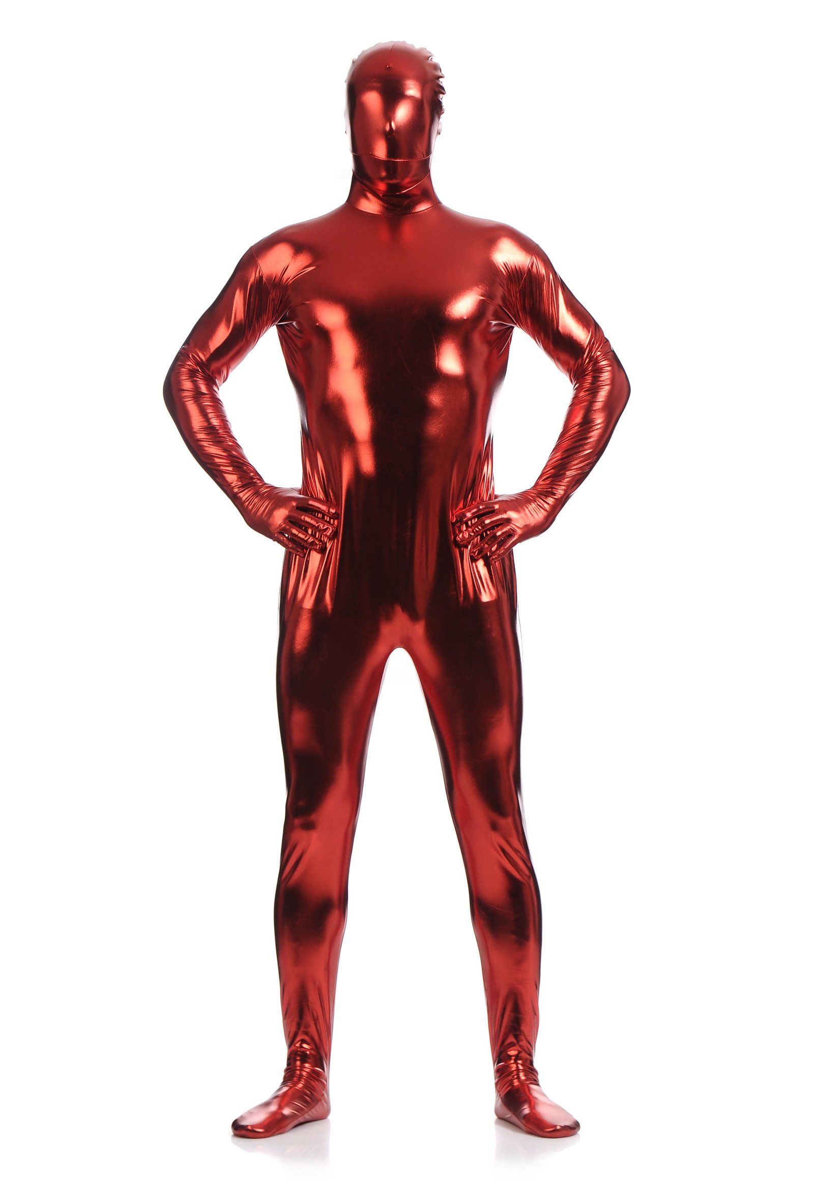 Morphsuits Mænd All Inclusive Metallic Skinnende Dragt Mørke Rød