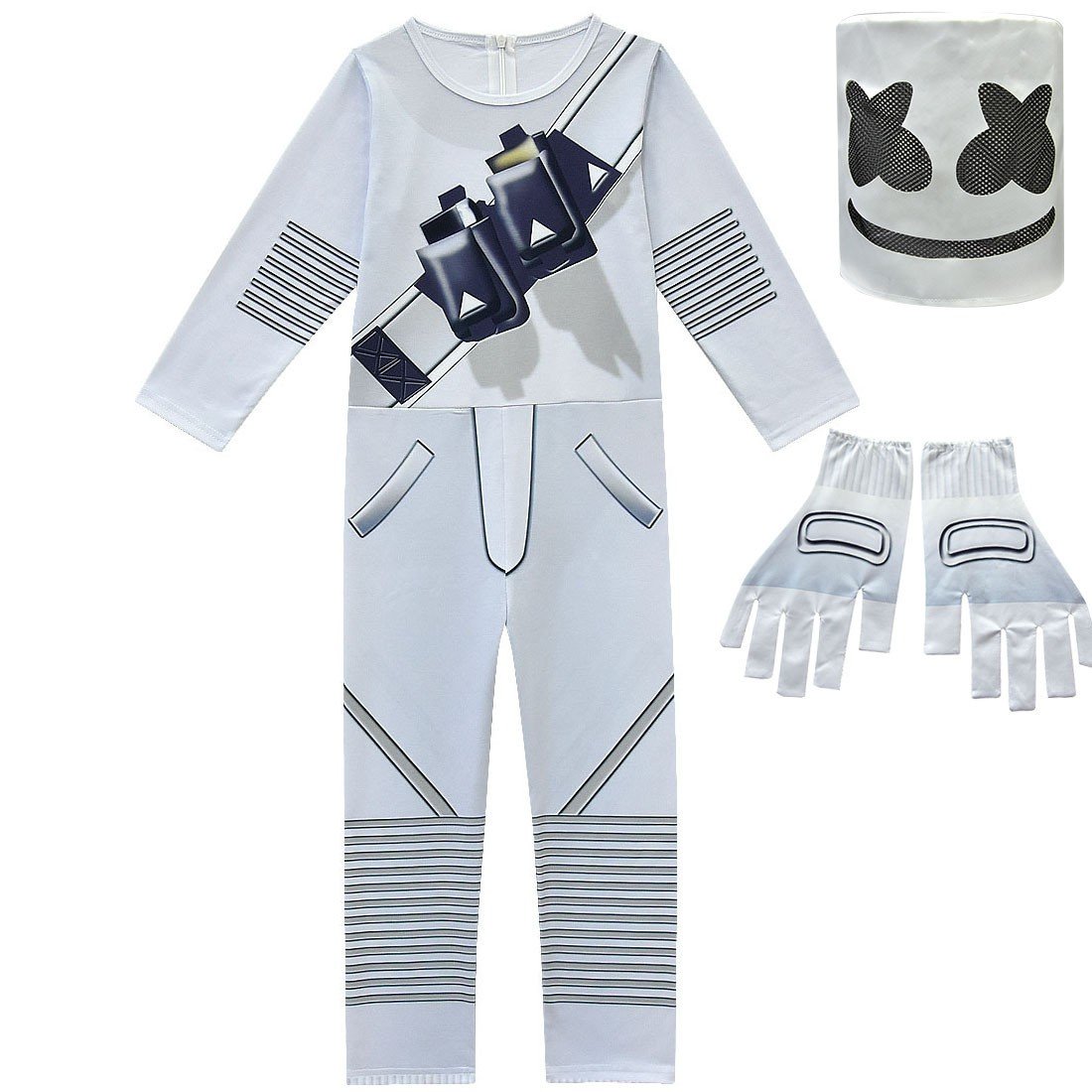 Fortnite Marshmallow DJ Rock Kostume Børn Halloween Music Festival Cosplay Udklædning