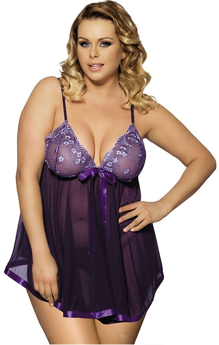 Lingeri Store Størrelse Blonde Babydoll Nightie Lilla