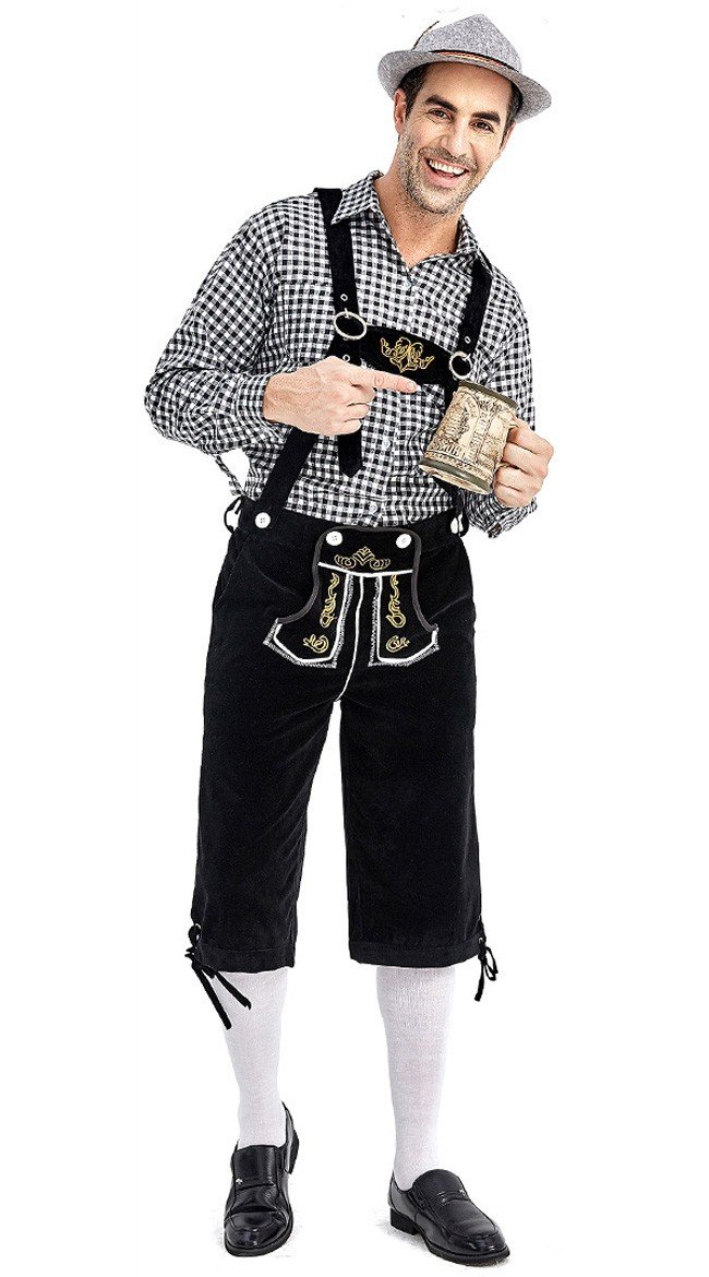 Tyrolerkostumer Traditionelle Bayernbukser Tyrolerskjorte Lederhosen Sort Sort