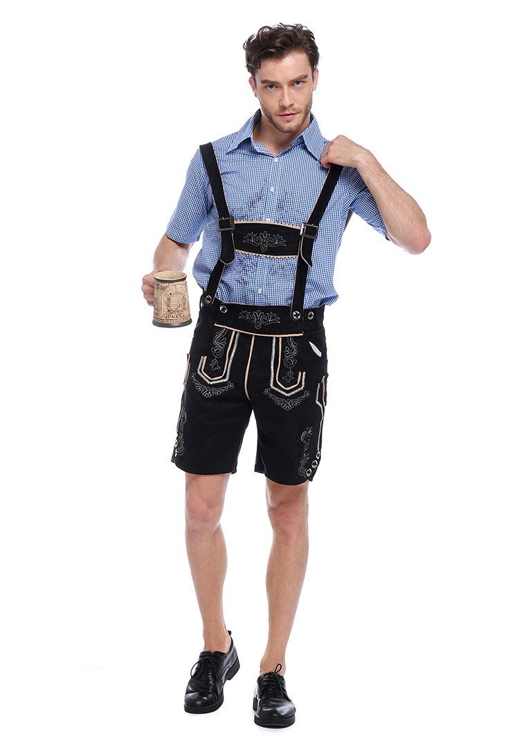 Mænd Bayersk Oktoberfest Lederhosen Kostume Blå