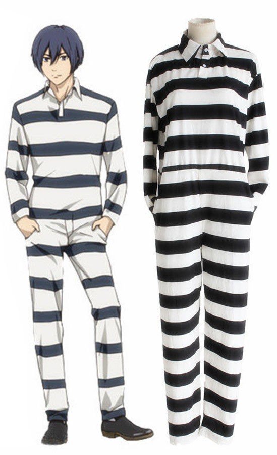 Prison School Uniform Stripe Jumpsuit Fange Kostume 