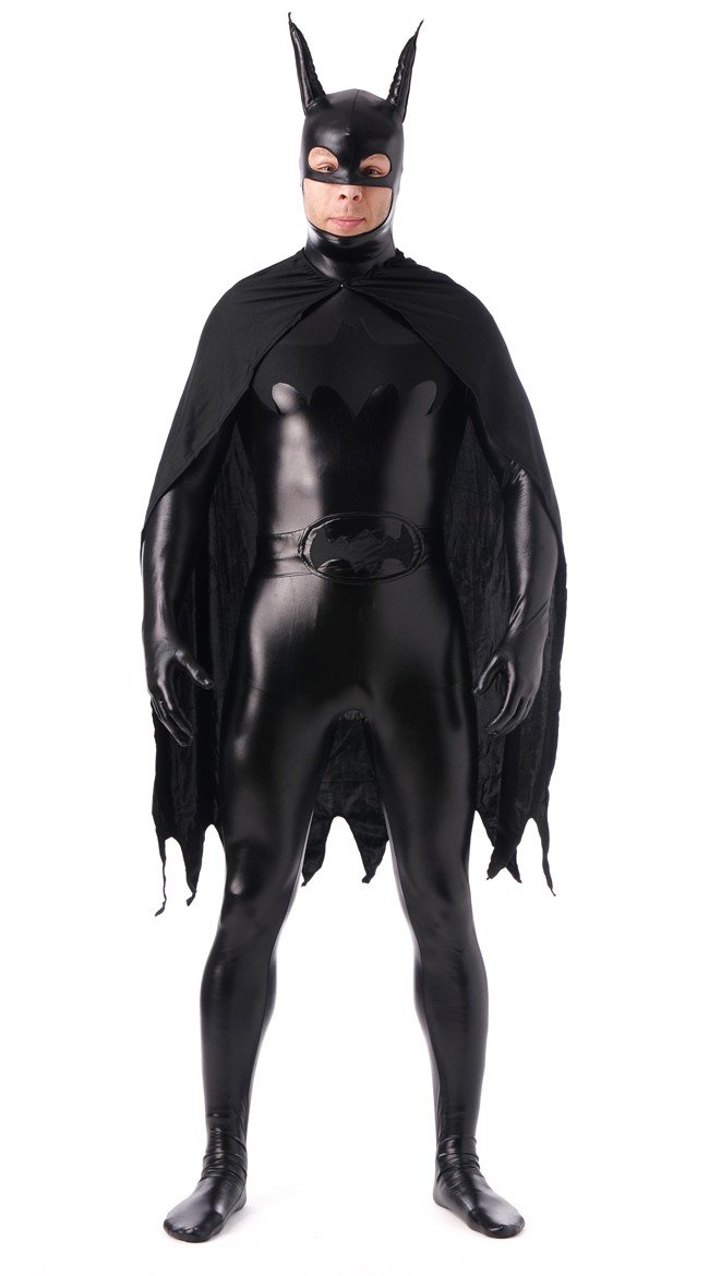 Sort Skinnende Metal Batman Kostume