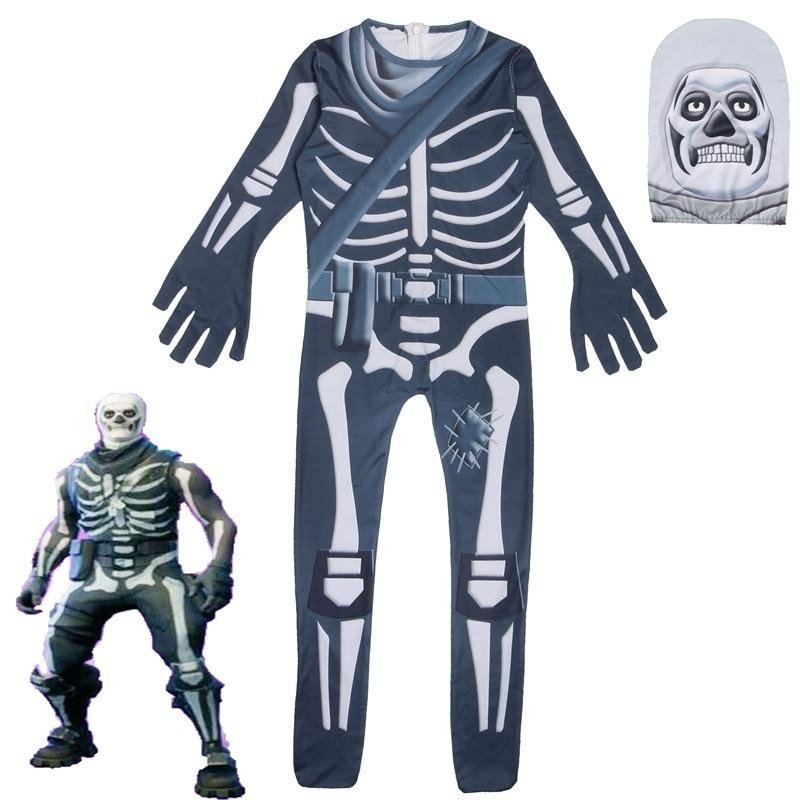 Fortnite Skull Trooper Kostume Barn Voksne Halloween Skelet Kostumer