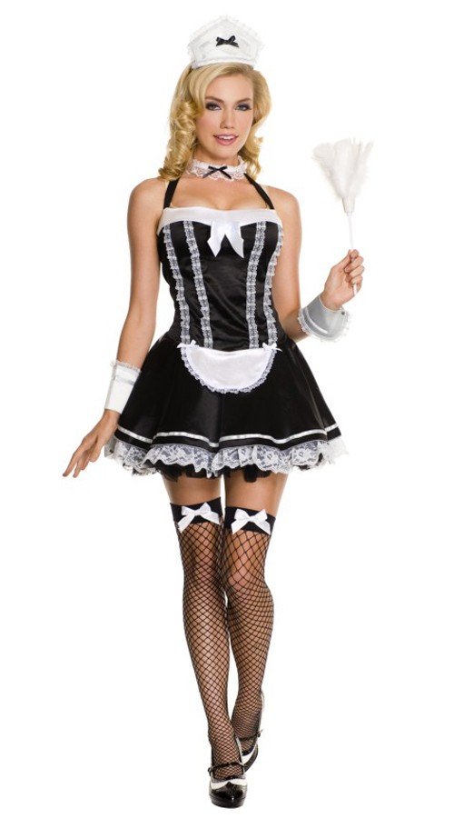 Frække Halter Fransk Stuepige Kostume