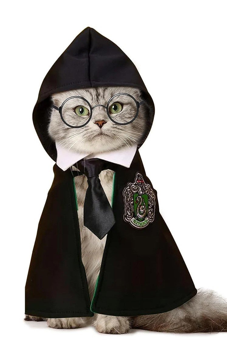 Harry Potter Slytherin Hunde Kappe Hundetøj Halloween Magisk Kappe til Hunde og Katte