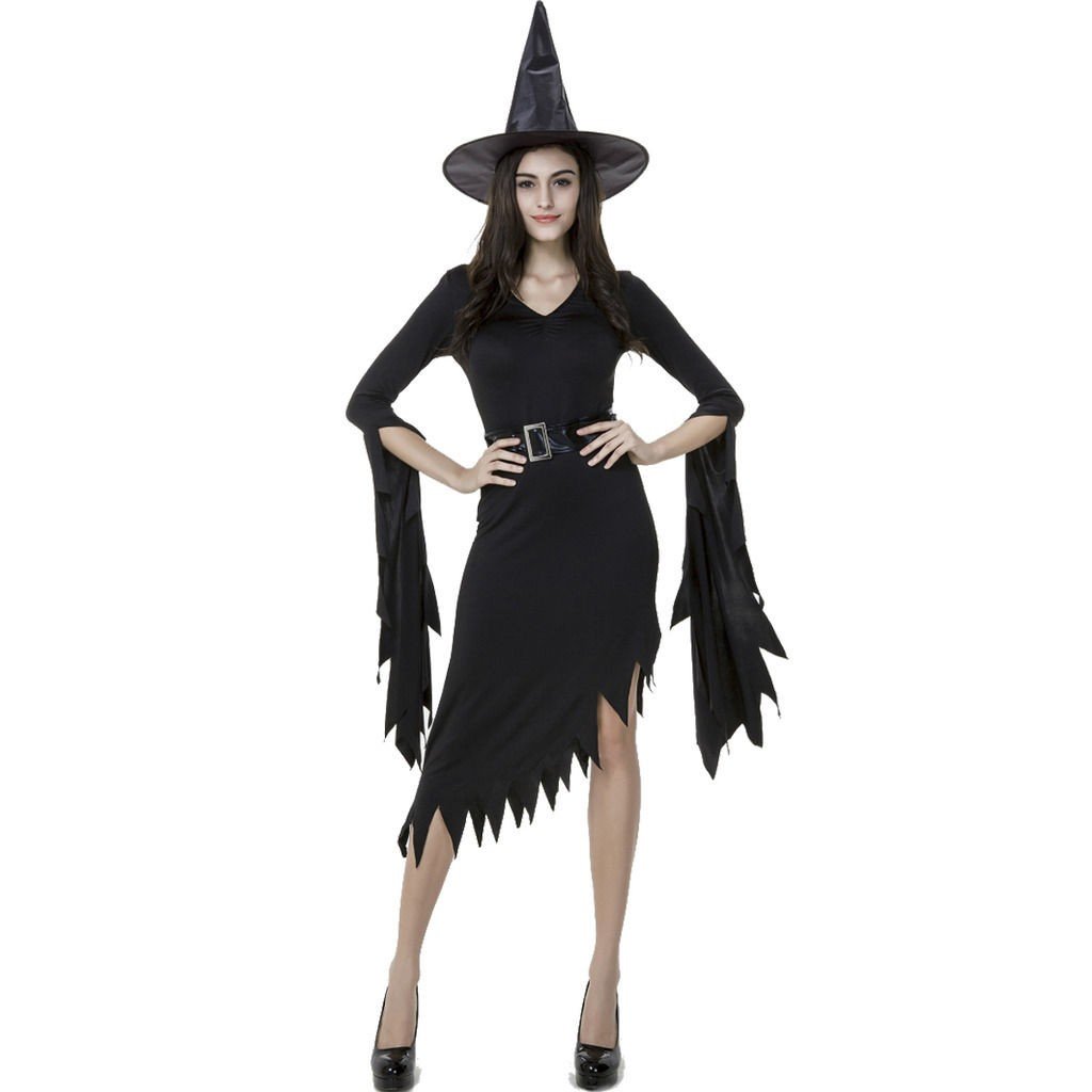 Sort Gotisk Halloween Hekse Kostume