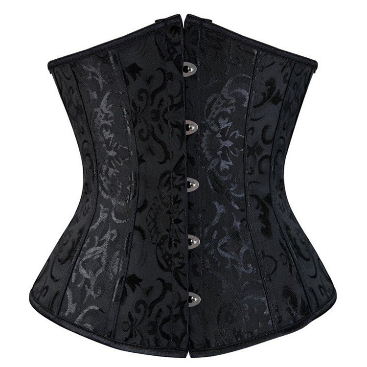 Mønstret Klassisk Underbust Korset Sort Corsage Store Størrelser