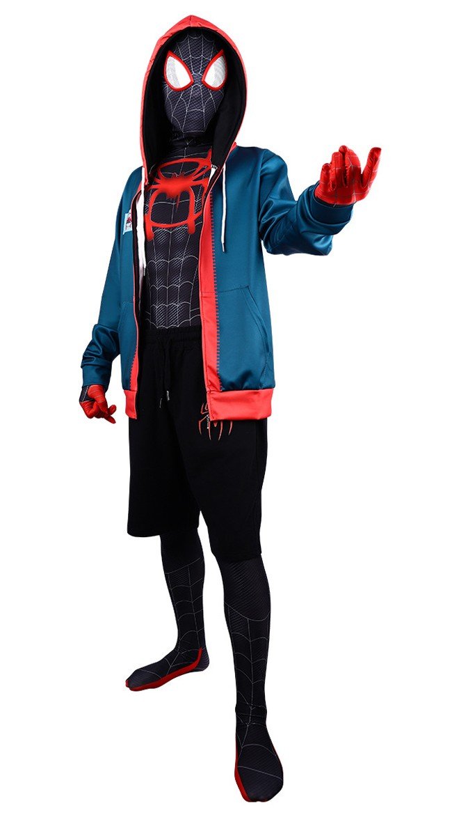 Spiderman Miles Morales Kostume Superhelte Cosplay Hættetrøje Jakke til Børn og Voksne