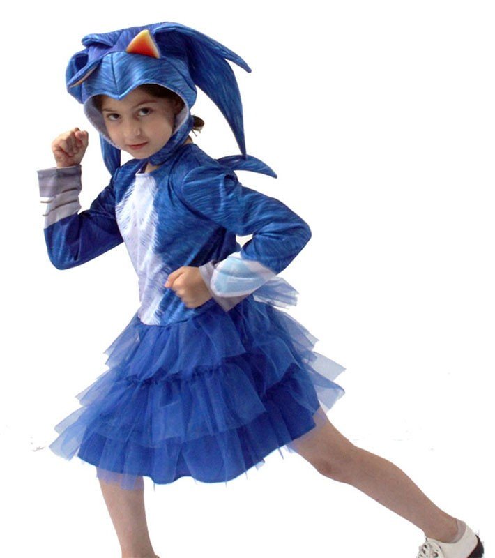 Sonic The Hedgehog Kostume til Piger Halloween Børnekostume