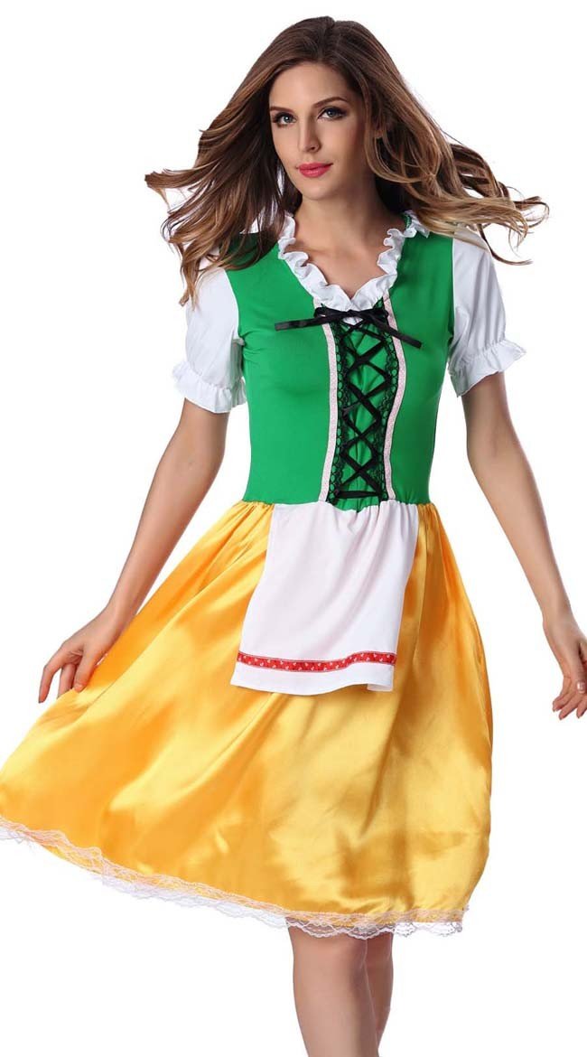 Grøn Oktoberfest Kostume Tysk Tyroler