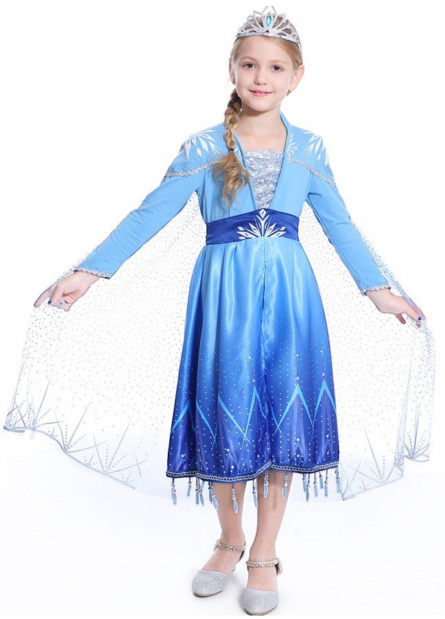 Klassiske Børn Frost 2 Prinsesse Kostumer Elsa Kjole