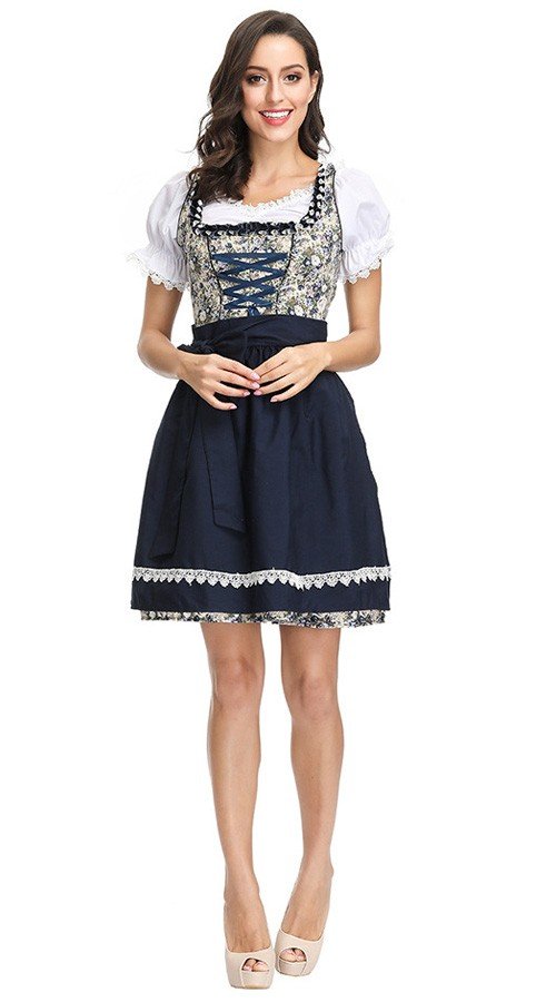 Bayersk Tyroler Kostume Kvinde Blomster Dirndl Kjoler