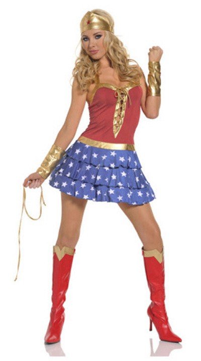 Rød og Blå Wonder Woman Kostume
