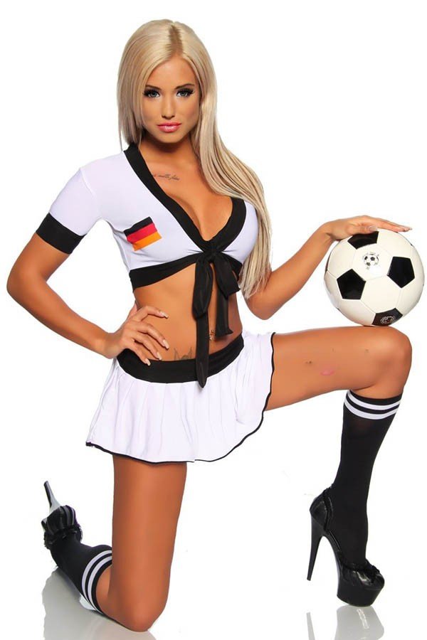 Tysk Pige Fodbold Cheerleader Kostume