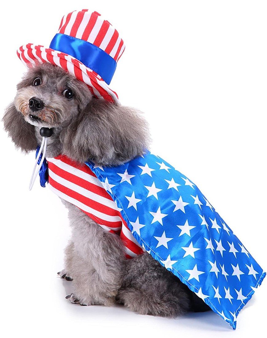 USA Flag Hundekostume til Drenge Kæledyrstøj Kattekostume Med Hue
