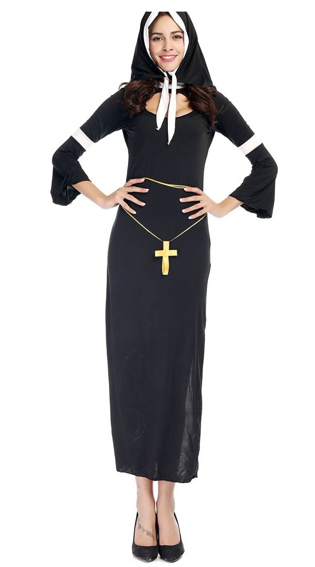 Sort Langærmet Arabian Nonne Kostume