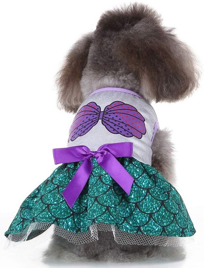 Havfrue Hundekostume Halloween Karneval Kattetøj Prinsessekjole Hundetøj