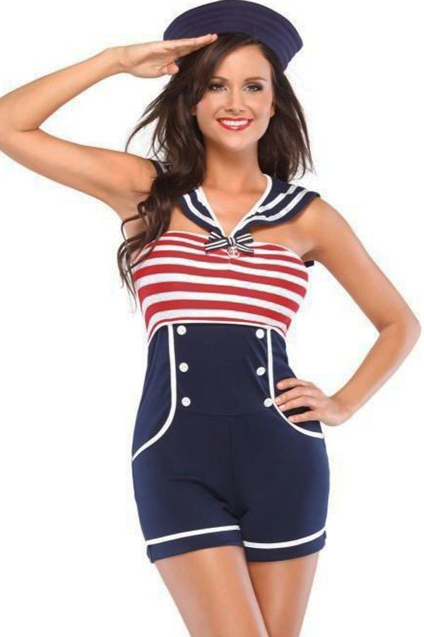 Navy Kvinder Pin Up Matros Kostume