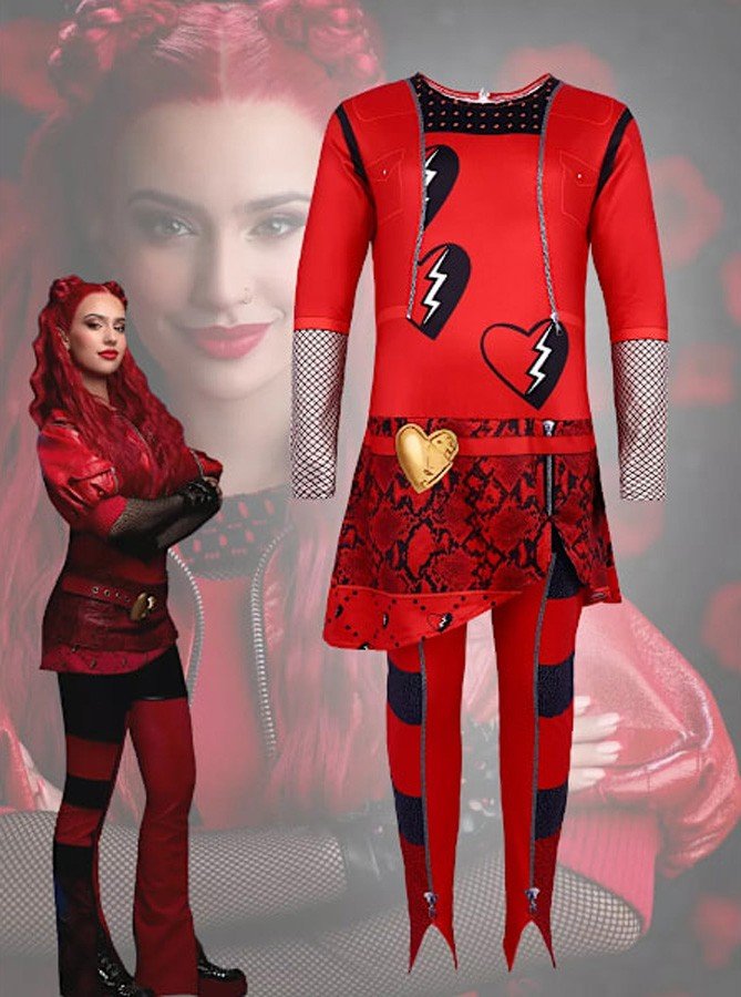 Descendants 4 Evie Kostume til Børn The Rise of Red Dronning Kostume Piger