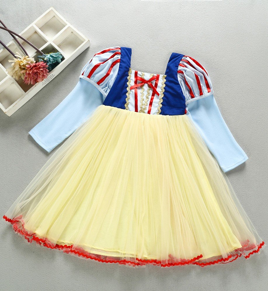 Piger Snehvide Kostume Langærmet Prinsessekjole