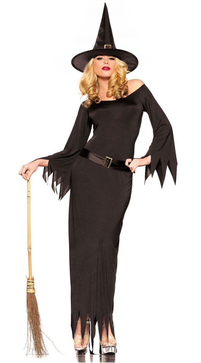 Lange Halloween Kostumer Sort Hekse Kostume