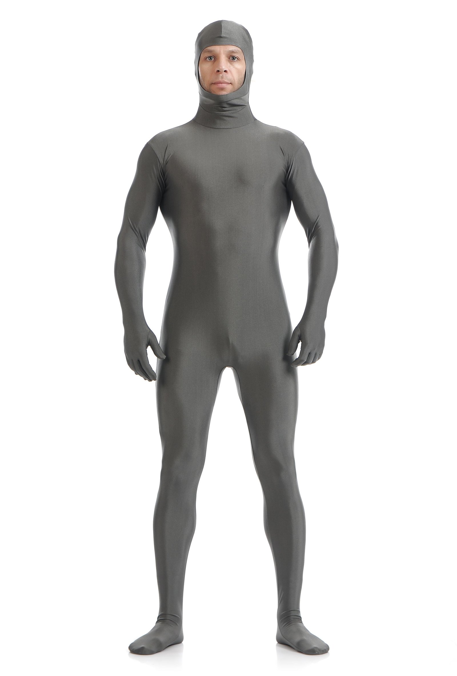 Skinsuits Mænd Lycra Spandex Åbne Ansigt Second Skin Suit Grå