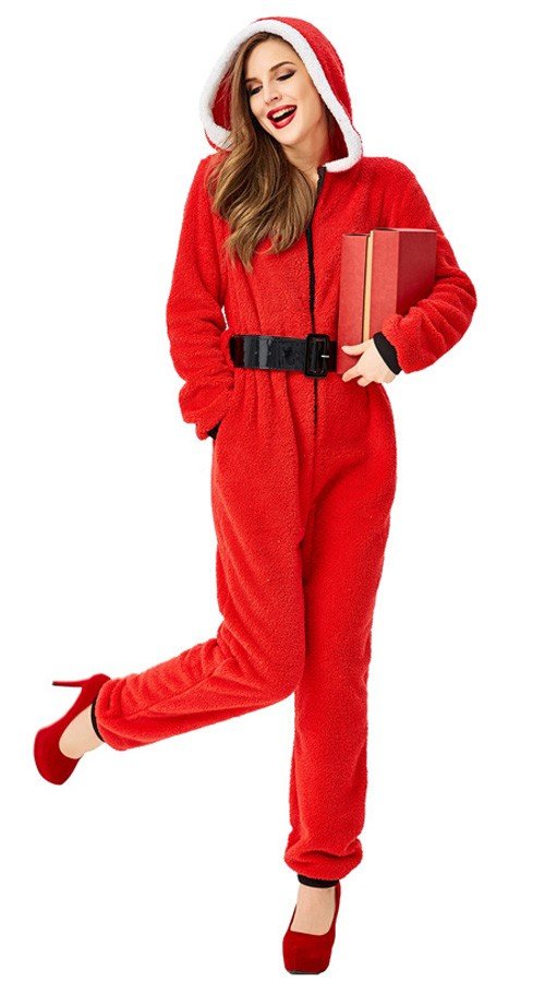 Hætteklædte Julekostume til Voksne Pyjamas Rød