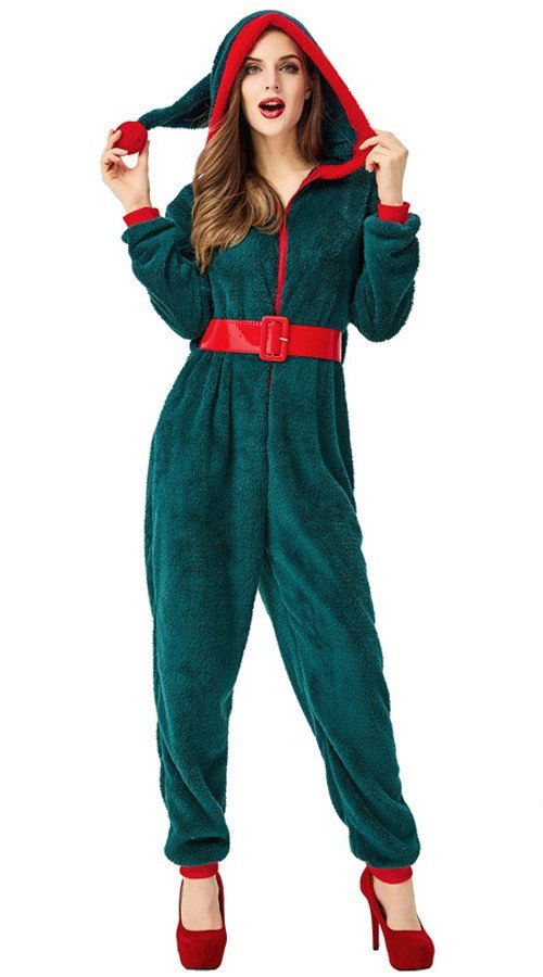 Hætteklædte Julekostume til Voksne Pyjamas Grøn