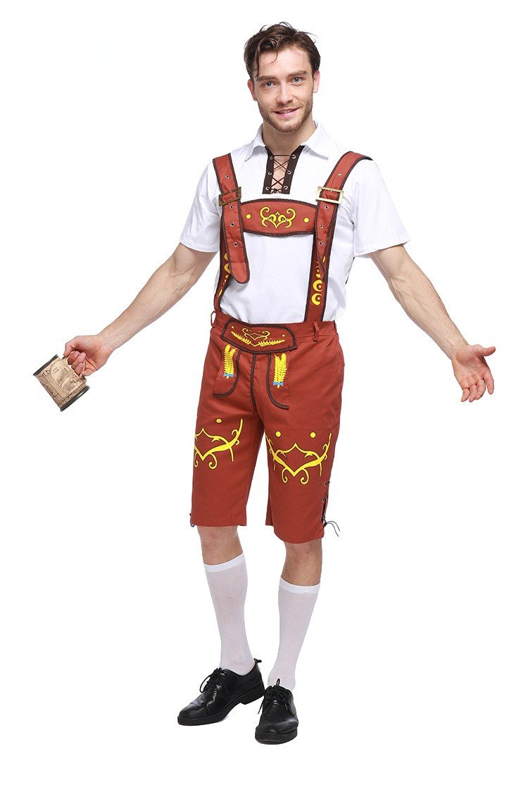 Bayersk Oktoberfest Lederhosen Kostume Gul