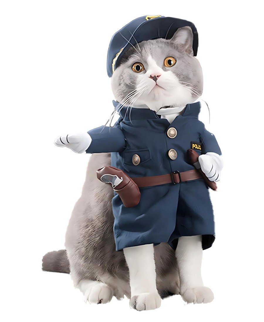 Politimand Hundekostume Kattetøj Halloween Kæledyrstøj Sød Politiuniform Hundetøj