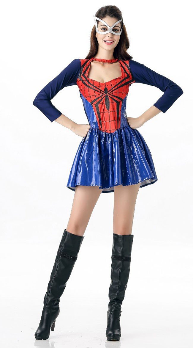 Frække Spidergirl Kostume Blå Rød