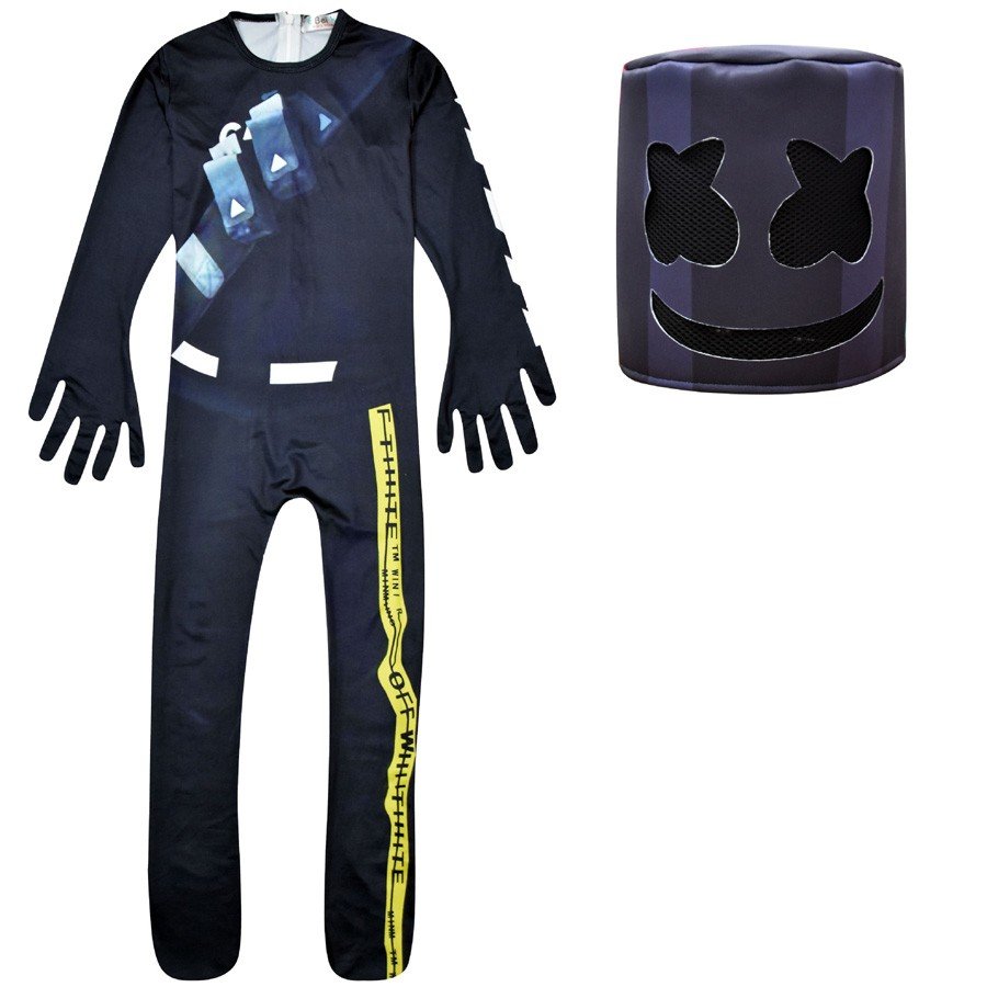 Fortnite Marshmallow DJ Kostume til Børn Halloween Music Festival Cosplay Udklædning