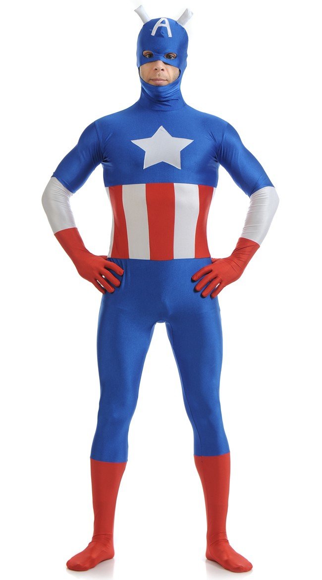 Lycra Spandex Captain America Kostume Sort