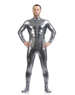 Metallisk Skinsuits Mænd Morphsuits Ingen Hætte Grå