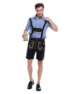 Mænd Bayersk Oktoberfest Lederhosen Kostume Blå