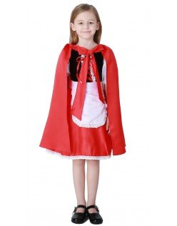 Deluxe Lange Lille Rødhætte Kostume Børn