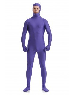 Heldragte Mænd Lycra Spandex Open Face Second Skin Suit Lilla