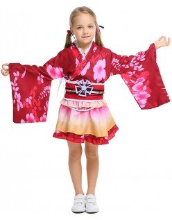 Børn Japansk Inspireret Kimono Kostume Rød