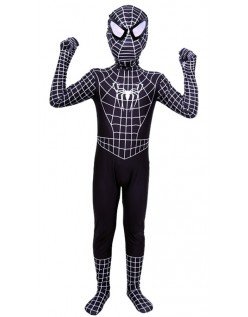 Klassisk Lycra Spiderman Kostume Til Børn Sort