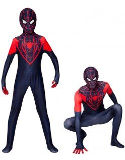 Animeret Spiderman Miles Morales Kostume Spider Man Into the Spider Verse Børn og Voksne