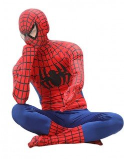 Klassisk Lycra Spiderman Kostume Til Voksne Rød