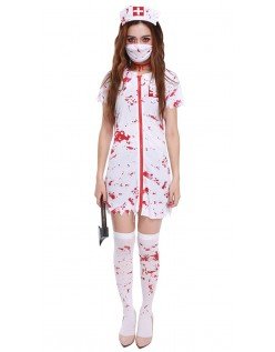 Horror Blodige Zombie Sygeplejerske Kostume