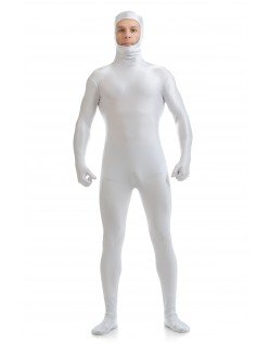 Skinsuits Mænd Lycra Spandex Åbne Ansigt Second Skin Suit Hvid