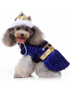 Konge Hundekostume Kæledyrstøj Blå Prins Kostume til Hund/Kat