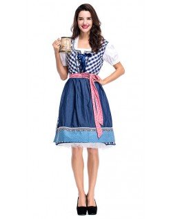 Traditionel Tyroler Oktoberfest Kostume Dirndl Kjole Blå