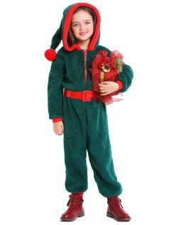Børn Hætteklædte Julekostume Pyjamas Grøn